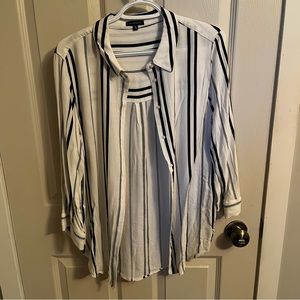 Dynamite woman’s black and white striped button-down shirt, size large